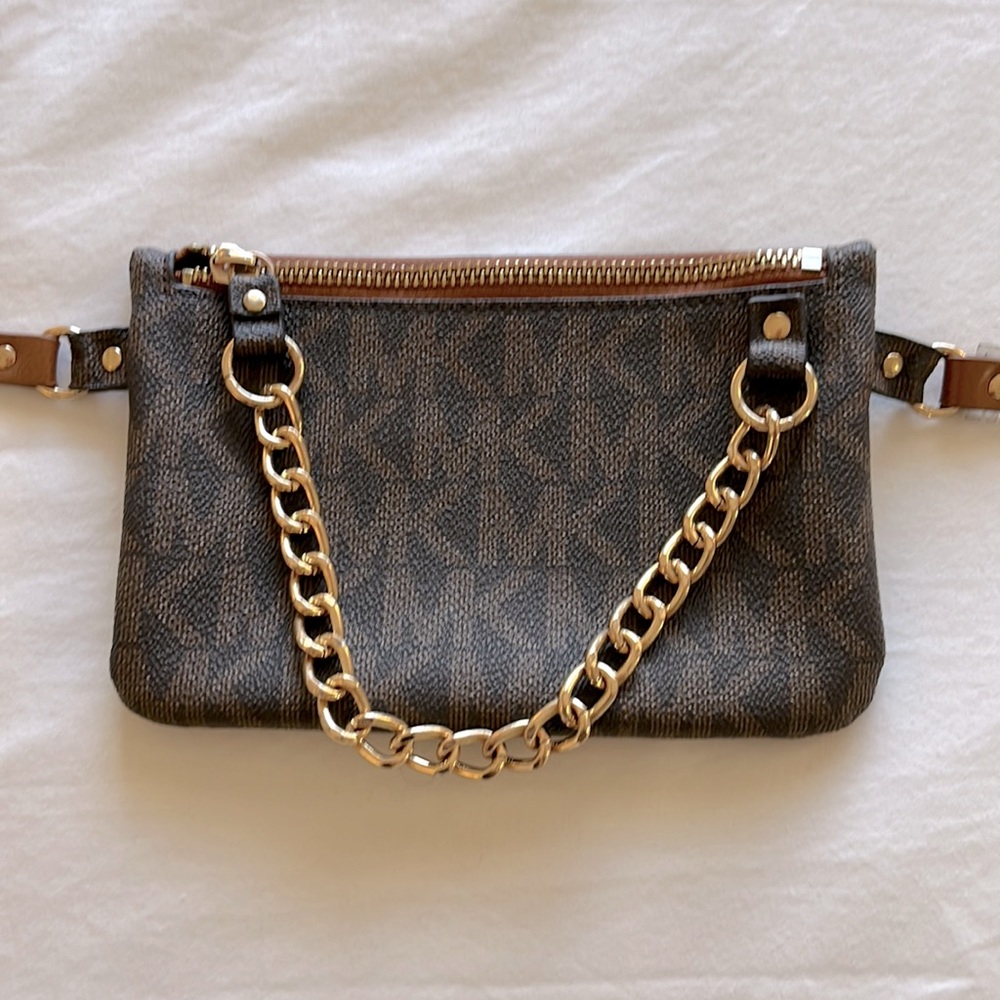 Michael Kors Brown and gold small bum belt bag